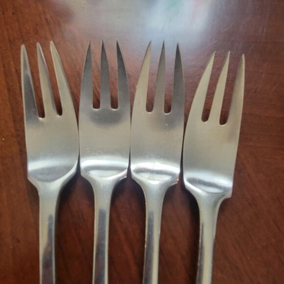 Dansk Designs Finland HQ Stainless Steel 4  Forks 6" Retro Textured Handle MCM - Picture 3 of 5